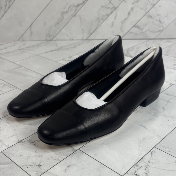 NWT Vaneli Womens Fc-313 Black Nap Buffed Leather Ballet Flats Shoes Size 8N - Picture 1 of 8